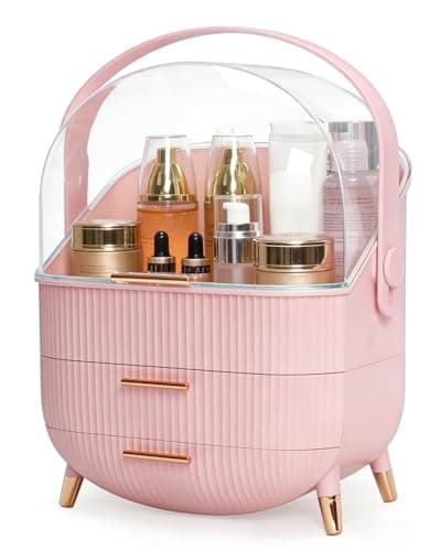 Makeup Skincare Organizer and Storage for Bathroom Vanity Countertop, Portable Travel Cosmetic Display Cases with Lid and Drawers, Gift for Women...