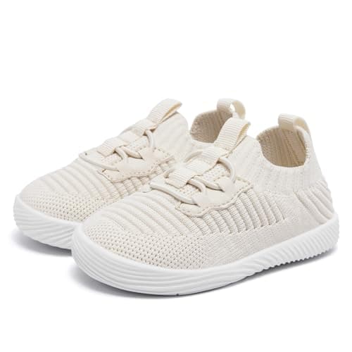 MORENDL Chaussures de marche pour bébé - Antidérapantes et respirantes - Chaussures de tennis pour garçons et filles - Beige 12-15 mois