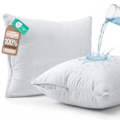 Beddora 2 Pack Pillow Protectors Standard Size – Waterproof Zippered Pillow Case Covers, Bed Bug & Dust Mite Proof Pillow Encasements 20" x 26",...
