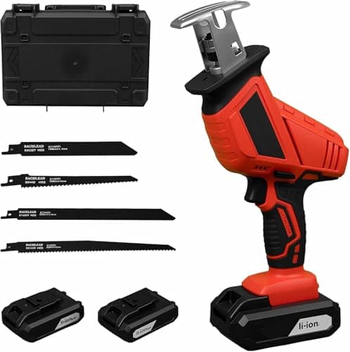 Noliven Cordless Reciprocating Saw, Brushless Power Reciprocating Saw with 2 Batteries & Charger, 12 Saw Blades, 3000SPM (26mm Stroke), Compact...