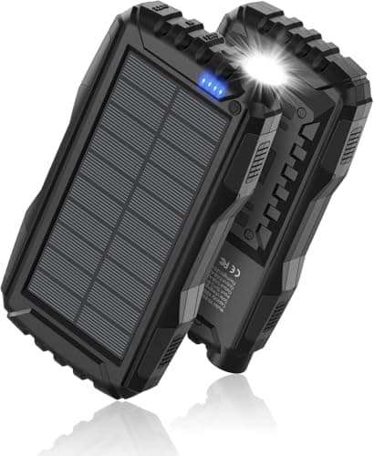 Solar Charger, Power Bank, 42800mAh Portable Charger Power Bank External Battery Pack 5V3.1A Qc 3.0 Fast Charger Built-in Super Bright Flashlight...