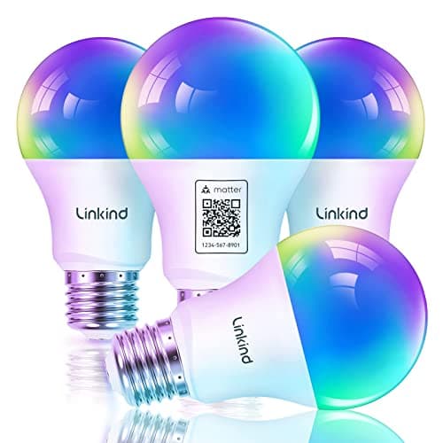 Ampoule intelligente Linkind Matter, les ampoules intelligentes fonctionnent avec Apple Home/Siri/Alexa/Google Home/SmartThings, ampoules LED RGBTW à changement de couleur, synchronisation musicale,...