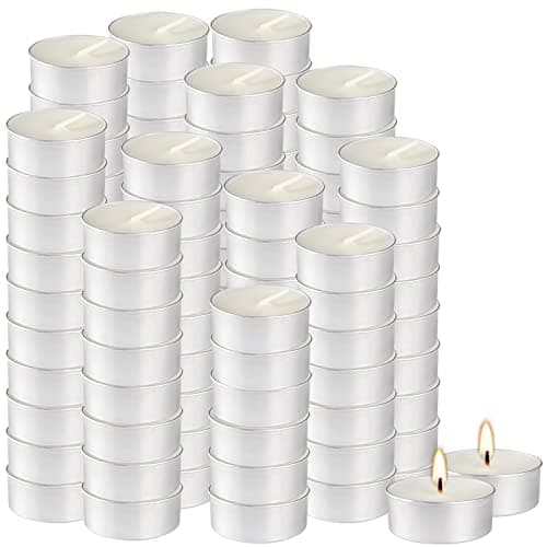Bulk 200 Pack Tealight Candles, 4 Hour Burn Time,Dinner Candle Set with Cotton Wick,Perfect for Anniversaries Decorative Events and More White.