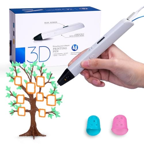 Kretrum Professional 3D Pen for Kids and Adults | 3D Printing Pen with OLED Display as Gift | 3D Drawing Pen with Finger Protector, Pen Hold,...