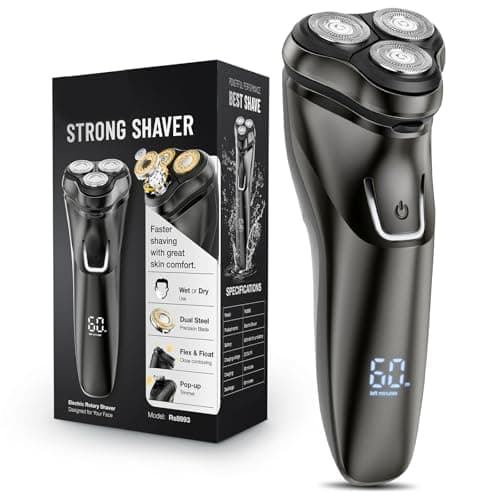 LONKEEN Electric Shaver for Men Cordless: Sensitive Skin Care, Rotary Shaver for Men - 4D Flex Blades, IPX6 Waterproof, USB Fast Charging, Glossy...