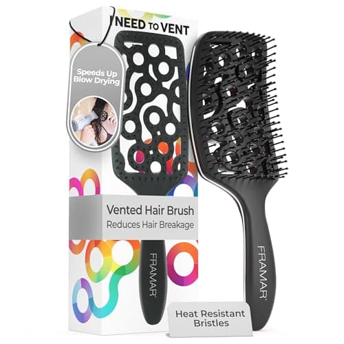 FRAMAR Professional Wet Hair Brush - Vented Hair Brush For Women, Curved Hair Detangler Brush, Blow Dry Brush, Hair Brush Dryer, Brosse a Cheveux,...