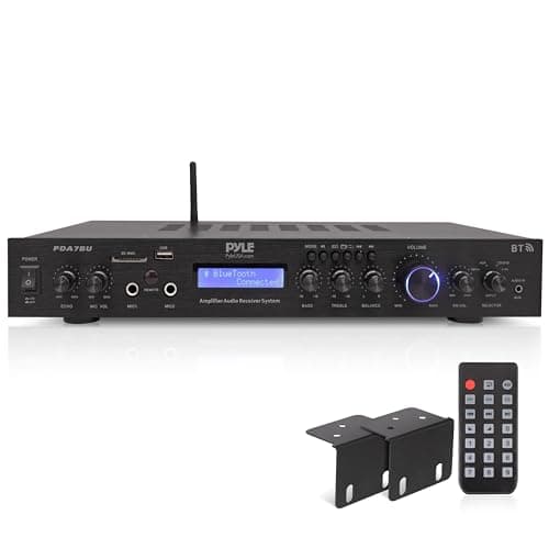 Pyle Premium Amplifier-Upgraded Rack Mount Receiver, Bluetooth Home Stereo - 200 Watts into 5 Channels with Subwoofer Out, Wireless Streaming,...
