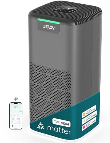 WELOV Le premier purificateur d'air intelligent Matter au monde, purificateurs d'air pour la maison couvre 1570 Ft², 99,997 % d'efficacité de filtration des particules 0,1-0,3 μm, H13...