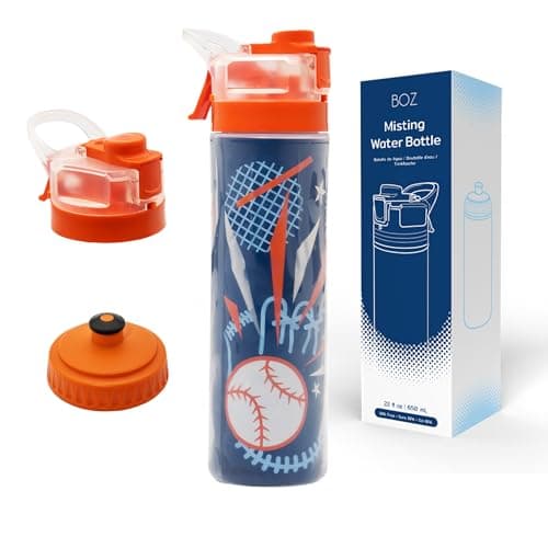 BOZ Elite 650ml Baseball-Styled Insulated Water Bottle | Ergonomic Squeeze & Cooling Mist Spray Functions, Durable, Leak-Proof, BPA-Free for...
