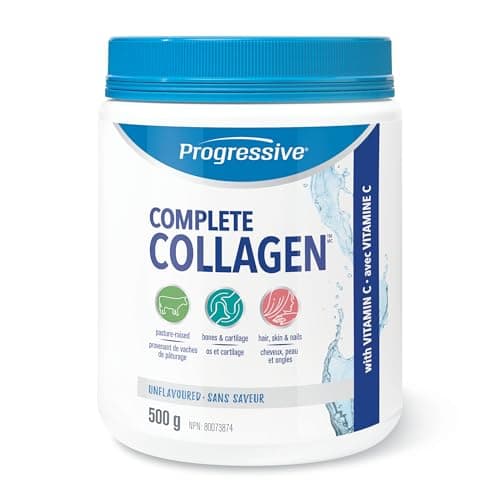 Progressive Complete Collagen Unflavoured, Canadian-Made, for Healthier Hair, Skin, Nails and Joints. Grass-Fed Non-GMO with Antioxidants,...