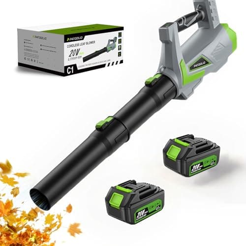 Leaf Blower Cordless, 650CFM/170MPH Leaf Blower with 2×4000mAh Batteries and Charger, PATOOLIO 5 Speed Mode Powerful Cordless Leaf Blower Handheld...
