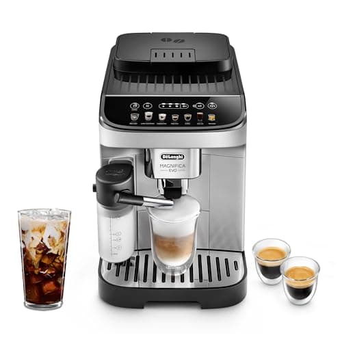 Machine à expresso et à café automatique De'Longhi Magnifica Evo avec mousseur à lait automatique, broyeur intégré et fonction de nettoyage automatique - Pour latte, cappuccino,...