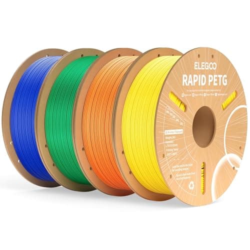 ELEGOO Rapid PETG Filament 1.75mm Yellow/Orange/Green/Blue 4KG 3D Printer Filament Max 600 mm/s High Speed Printing Dimensional Accuracy +/- 0.02...