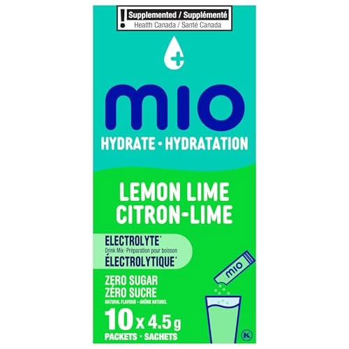 mio Hydrate Mélange pour boisson électrolytique citron-lime, sachets de 4,5 g, boîte de 10 ct
