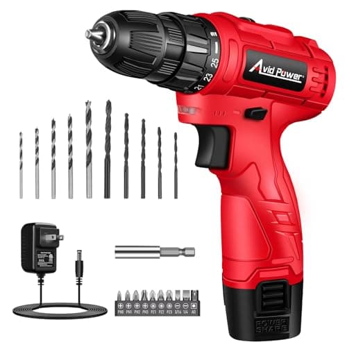 AVID POWER 12V Cordless Drill, 3/8-Inch Keyless Chuck, High-Speed 1400 RPM & 25+1 Torque Control, Electric Power Drill Kit with 21pcs Bits, Battery...