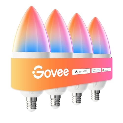 Govee E12 Led Bulb, Smart Bulbs Compatible with Matter, Alexa, SmartThings, Google Assistant, WiFi Candelabra Bulbs 40 Watt Equivalent, RGBWW Color...