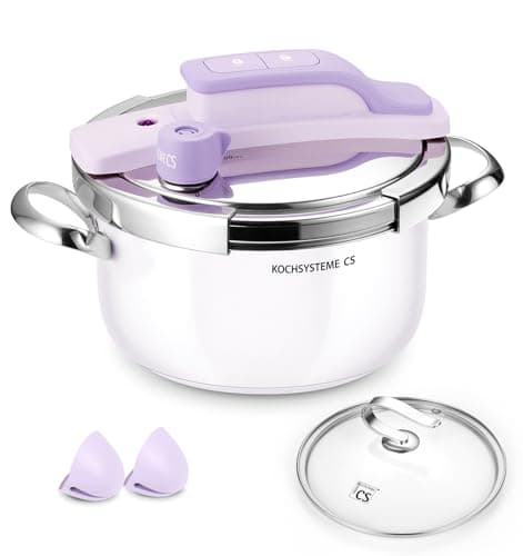 KOCH SYSTEME CS Pressure Cooker Stainless Steel 3 Litre, 2-in-1 Stainless Steel Pressure Cooker, One-Hand Locking, 3 PSI Settings, Induction...