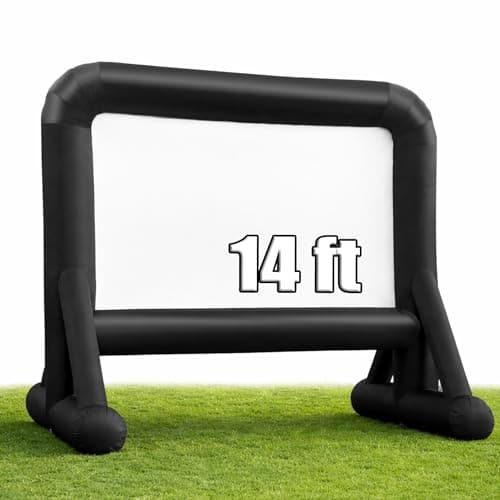 HuaKastro 14ft Indoor Outdoor Inflatable Projector Screen -102" Front/Rear Projection Screen - Blow Up Movie Screen for Backyard Outdoor Movie...
