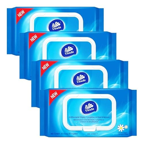 Vinda 320 Count (4 Packs) Antiseptic Wipes, Disinfectant, Cleaning, Sanitizing Hand Wipes for Home, Office, Travel and Outdoor Use, Cleaning...