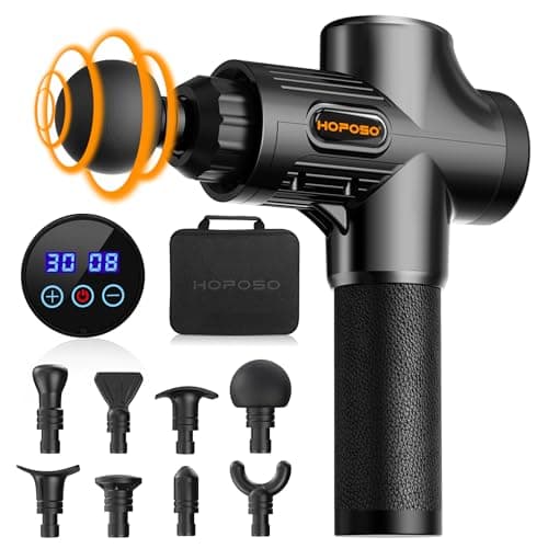 Massage Gun Powerful Portable Sports Massage Gun with 30 Speeds 8 Massager Heads, High Speed Quiet Motor Massager Gun, LCD Screen, Carry Case, Gift...