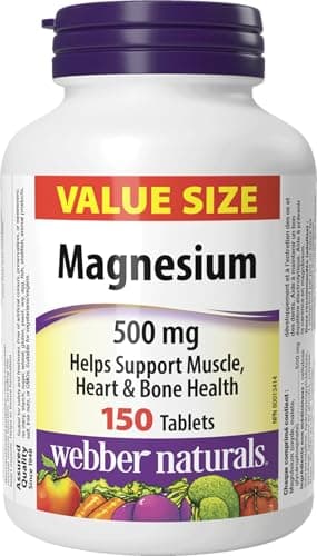 Webber Naturals Magnesium 500 mg, 150 Tablets, Enhanced Absorption Mineral, Supports Bone and Muscle Functions, Vegan