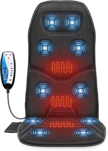 Comfier Vibration Massage Seat Cushion with Heat - 10 Vibration Motors, 3 Heating Pad, Back Massager for Chair, Massage Chair Pad for Back, Ideal...
