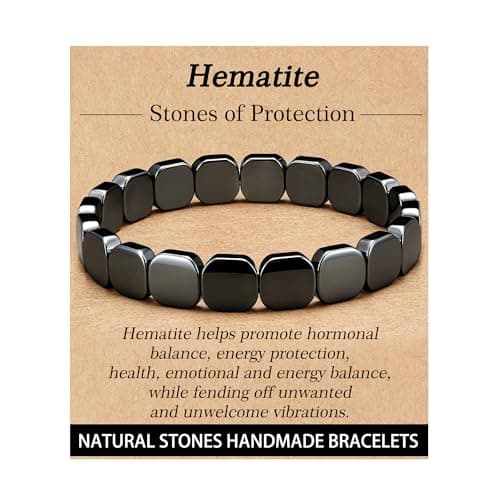HEYOLL Hematite Bracelet Men Natural Stones Handmade Bracelets Hematite Stone Healing Bracelet Special Energy Male Bracelets for Men Erectile...