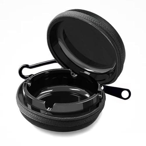 Hoxfly Portable Ashtray, Pocket Ashtray with Lid, Windproof Ashtray for Home Office Outdoor Picnic Travel Car