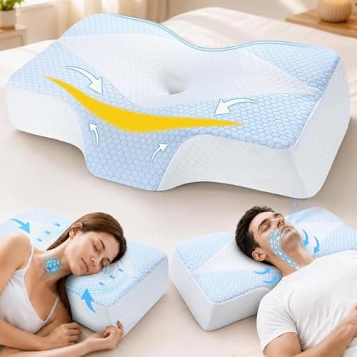Mkicesky Orthopedic Memory Foam Pillow for Neck Pain, Cervical Neck Support Pillow for Side Back & Stomach Sleepers, Ergonomic Contour Bed Pillow...