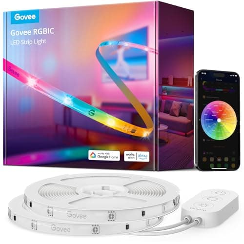 Bande lumineuse LED Govee RGBIC de 65,6 pieds pour chambre à coucher, décoration intérieure, bande lumineuse LED intelligente compatible Alexa, bricolage de plusieurs couleurs sur une seule ligne, couleur...