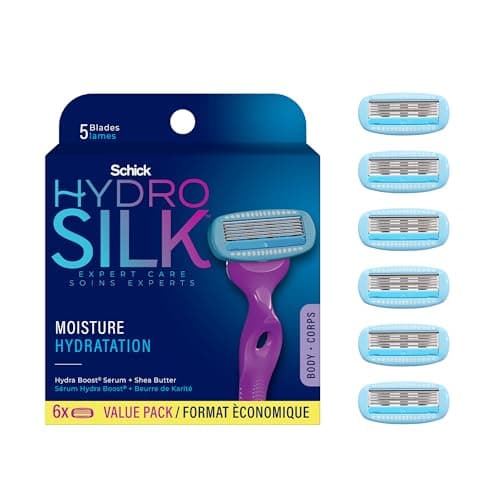 Schick Hydro Silk Womens Razor Refills, Value Pack of 6 Shower Storable Razor Refills