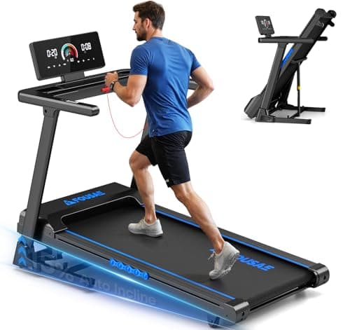 Treadmill with Speaker, FOUSAE 10MPH Foldable Treadmill for Home with App Compatible, 15% Auto Incline, LED Display, 3.0HP Brushless Motor, 400 LB...