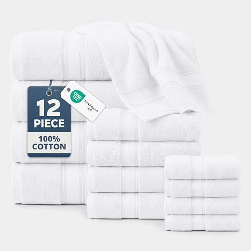 LANE LINEN Luxury Bath Towels Set - 12 Piece Set, 100% CottonBathroom Towels, Zero Twist, Shower Towels, Extra Absorbent Bath Towel, Super Soft, 4...