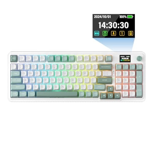 Clavier de jeu à joint sans fil Redragon K719 avec écran et bouton Hype, clavier mécanique à 95 touches, écran d'informations TFT 1,14 pouces à contrôle facile, 5 couches...