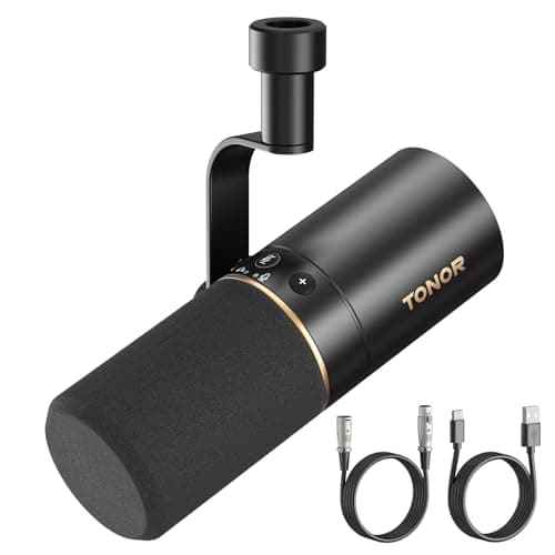 TONOR Dynamic Podcast Microphone, XLR/USB Mic for Recording, Streaming, XLR Cardioid Studio Mic with Quick Mute, 3.5mm Headphone Jack, Volume...