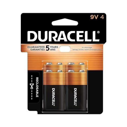 Duracell Coppertop 9V Battery, 4 Count (Pack of 1), Long-lasting All-Purpose Alkaline 9V Batteries for Household and Office Devices