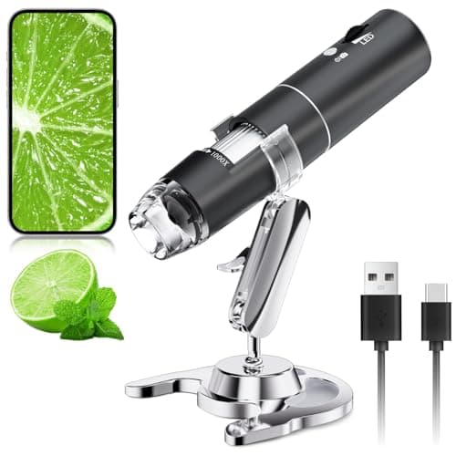 SKYBASIC Wireless Digital Microscope,50X-1000X Magnification WiFi Portable Handheld Microscopes with Adjustable Stand HD USB Microscope Camera...