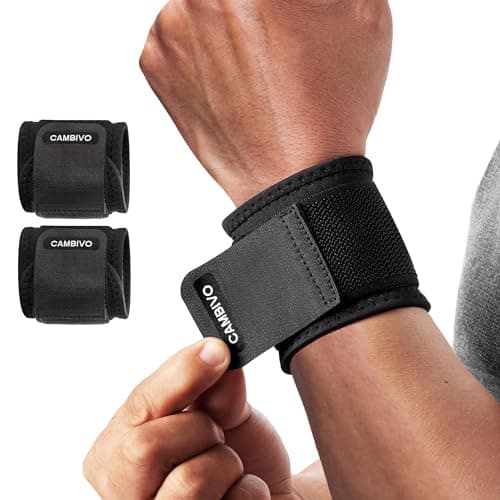 CAMBIVO Wrist Compression Strap Support 2 Pack, Wrist Braces Guard for Fitness, Weightlifting, Gym Workout, Tendonitis, Carpal Tunnel Arthritis and...