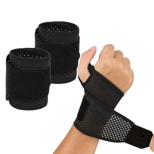 Wrist Brace 2-Pack, Adjustable Wrist Support for Carpal Tunnel Pain Relief & Tendonitis,Breathable Wrist Wraps for Weightlifting, Arthritis, Men &...