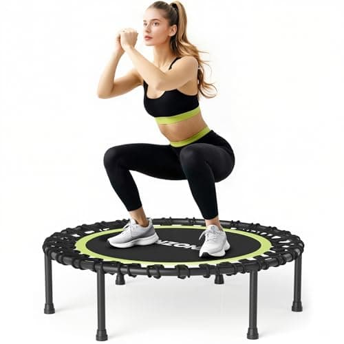 40" Rebounder Trampoline for Adults, Quiet & Stable Mini Fitness Trampoline for Indoor & Outdoor Exercise, 8mm Bungee Cord Rebounder for Workout,...
