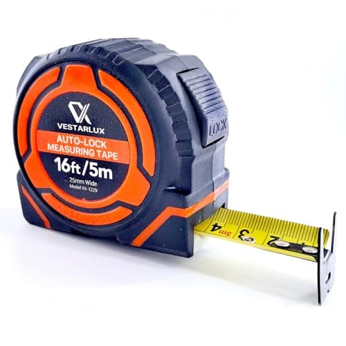 VESTARLUX AutoLock Tape Measure Heavy Duty Self-Locking Measuring Tape with Multi-Catch Hook, 1-Inch Wide Blade Dual Scale Imperial & Metric...