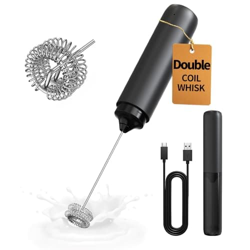 CIRCLE JOY Electric Milk Frother Handheld, Rechargeable Coffee Frother with Dual Spring Whisk, Portable Hand Frother Wand Drink Mixer for Coffee,...