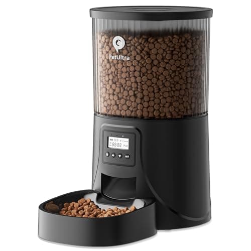 PETULTRA Automatic Cat Feeders, Timed 4L Cat Dry Food Dispenser- Automatic Pet Feeder Programmable 6 Meals with Desiccant Bag for Cats and Small...
