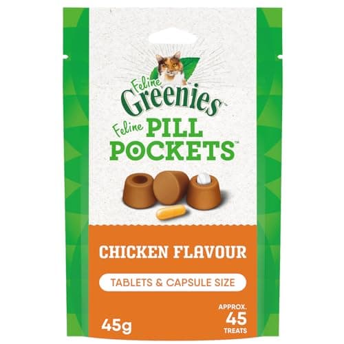 GREENIES Feline Pill Pockets Cat Treats Natural Dental Care, Chicken Flavour, (45 Treats) 1.6oz. Pack