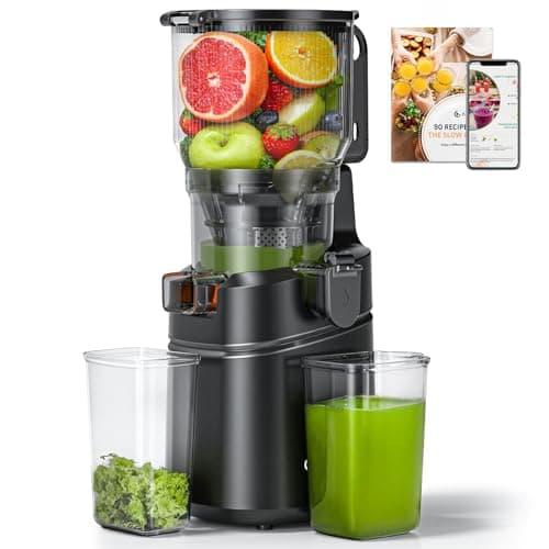 AMZCHEF Cold Press Juicers, 6.5" Self-Feeding Juicer Machines for Whole Vegetable & Fruit, Masticating Juice Easy to Clean, High Juice Yield, Large...