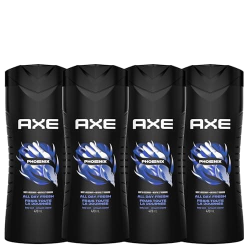 AXE Phoenix Body Wash for All Day Freshness, Crushed Mint & Rosemary, Men's Moisturizing Shower Gel, 473mL (Pack of 4)