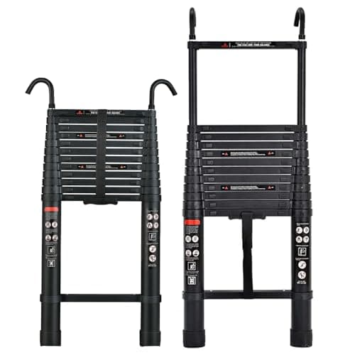5M/16.5FT Telescoping Ladder, Aluminum Telescopic Ladder with 2 Detachable Hooks,Extension Ladder Fully Extended 197",Multi-Purpose Ladder for Home...