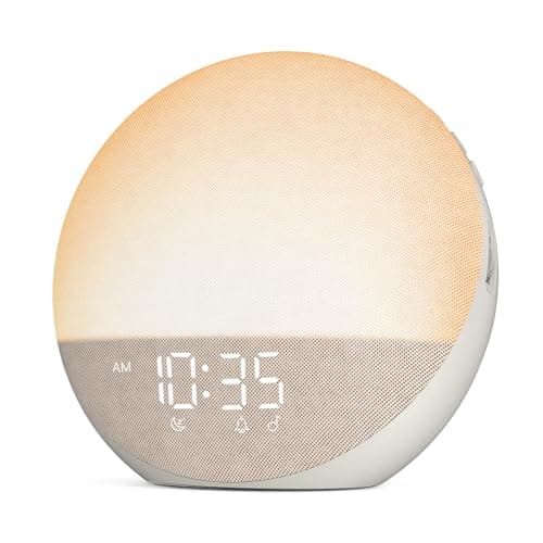 Sunrise Alarm Clock White Noise Machine: Natural Wake Up Light - Dimmable Clock with Bluetooth Speaker for Bedroom - 25 Sleep Sounds for Baby...