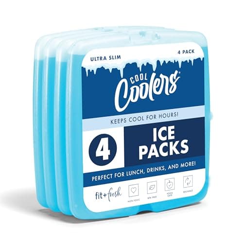 Cool Coolers by Fit + Fresh, Reusable & Long-Lasting Slim Ice Packs, Perfect Addition To Your Lunch Box, Camping Accessories, Insulated Lunch Bag,...