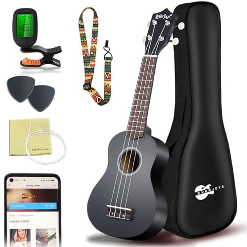 Everjoys Soprano Ukulele Beginner Kit 21 Inch w/Free Online Lesson Gig Bag Tuner Picks Strap, Fast to Learn